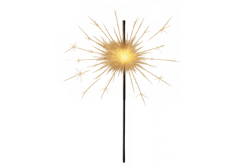 Sparkling bright sparkler casting luminous glow against transparent backdrop, radiating celebratory festive energy