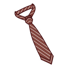Elegant vector illustration of a brown and beige striped necktie on white background