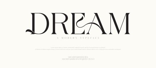 Modern luxury beauty font alphabet Dream logo. Typography beautiful minimal elegant classic letter serif fonts fashion wedding vintage retro logos. vector illustration
