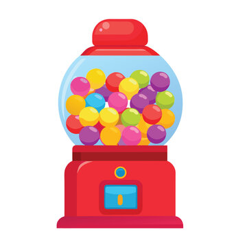 Colorful gumball machine filled with vibrant assorted gumballs vector illustration