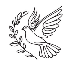 dove of peace. one line. vector drawing in continuous line style


