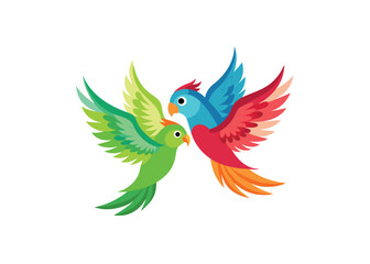 Fototapeta premium Minimalist Flying Lovebirds Vector on White Background