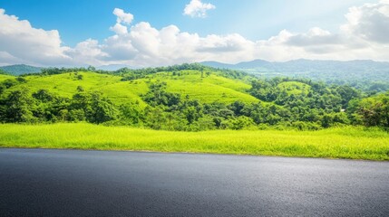 Green rolling hills landscape scenic view