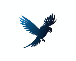 Obraz premium Tropical Macaw Parrot Flying – Black Silhouette Vector on White Flying Macaw Silhouette Vector on White Background – Exotic Bird Illustration