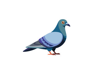 Obraz premium Minimalist Pigeon Bird Silhouette – Isolated Wildlife Vector Icon Pigeon Icon in Flat Vector Style – Isolated Bird Illustration on White