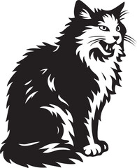 Majestic cat silhouette vector black and white, Elegant feline standing proud design