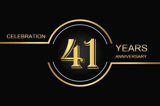 Luxury 41st anniversary celebration design with gold text on a dark background. Perfect for elegant event invitations, milestone banners, or corporate anniversary templates.