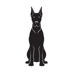 Great Dane Sitting Dog Silhouette Vector Art