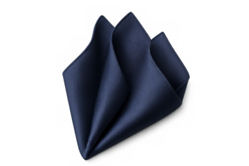 Folded blue pocket square isolated on transparent background, adding a touch of sophistication and style