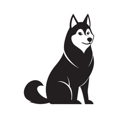 Siberian Husky Sitting Dog Graphic Silhouette