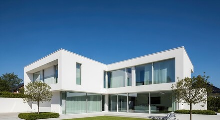 Sleek Modern White House with Large Windows