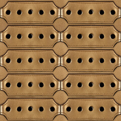 Seamless 4k photo texture material of golden glossy ornate leather surface.