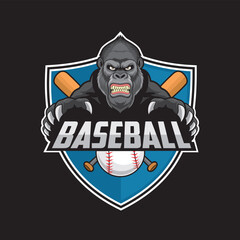 baseball club logo gorilla vector illustration design