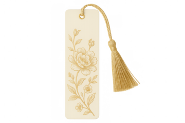 Elegant bookmark featuring a gold floral design and tassel, perfect for adding a touch of sophistication to reading