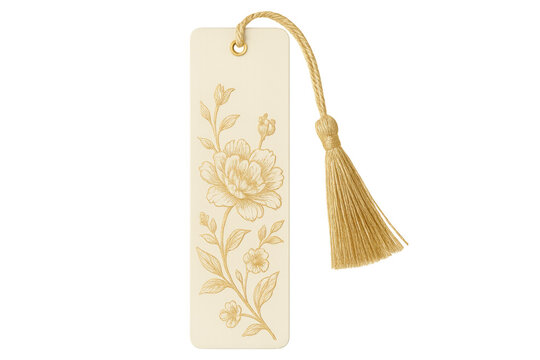 Elegant bookmark featuring a gold floral design and tassel, perfect for adding a touch of sophistication to reading