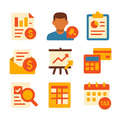 Accountant business finance iconpack. Suitable for vibrant website, financial blogs, accounting firms, apps, or presentations.