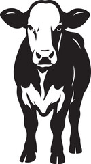 Confident cow black and white illustration, Farm animal bold minimal sketch
