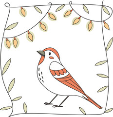 Charming Winter Bird Illustration Festive Holiday Bird Art