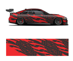 Red Black Stars and Stripes Race Car Wrap Design