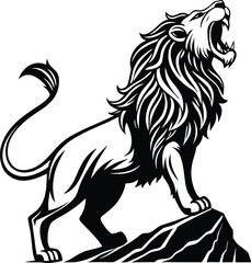 Majestic Roaring Lion Illustration King of the Jungle Vector Art