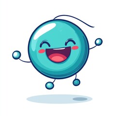 Cartoon teal bouncy ball character