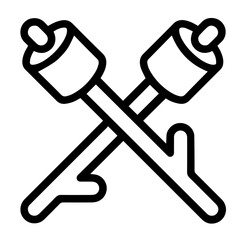 Crossed Sticks with Marshmallows Roasting over Campfire, Outdoor Camping, Nature Adventure, Cooking Food, Bonfire Relaxation, Picnic Leisure, Summer Recreation, Family Outdoor Activity