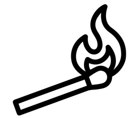 Burning Matchstick, Flame Ignition Symbol, Fire Starting Concept, Heat Source, Energy, Caution, Danger, Flammability, Lighting, Emergency Use, Survival and Safety 