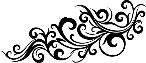 Vector floral design element black and white swirl ornament decoration scroll flourish illustration art 100 editable stock vector illustration