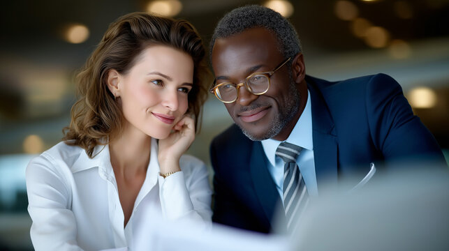 Collaborative coworkers analyzing spreadsheets for effective solutions