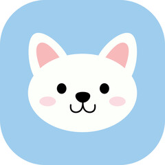 White kitten face icon vector