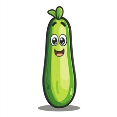 Cartoon zucchini with a happy expression