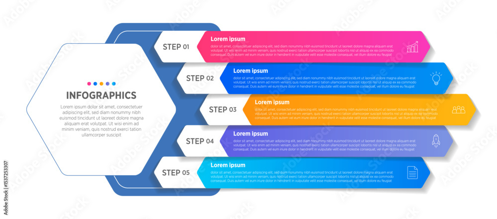 Wall mural modern vector infographic label design with circle infographic template design and 5 options or step