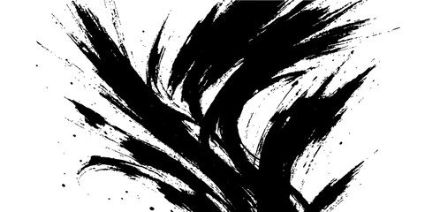 Abstract grunge background with black ink splatters, paint splashes, and textured spray patterns.