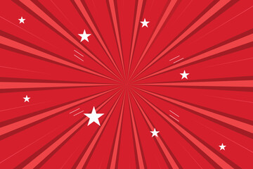 Dynamic red radial background with stars and motion lines for a vibrant design.