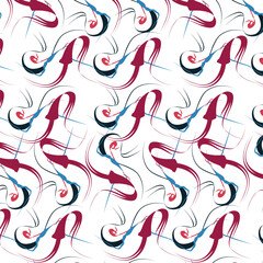 seamless pattern with red and white feathers
