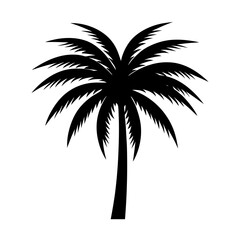 Obraz premium Palm tree silhouette on white background vector illustration