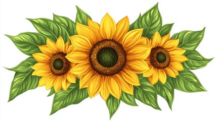 Naklejka premium Vegetation clipart on white background Concept a stylized sunflower with bold petals, bright, warm light, cheerful and iconic