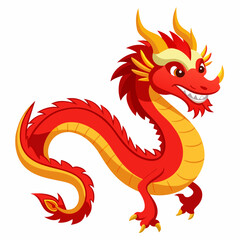Cartoon Red Chinese Dragon Illustration for Childrens Book