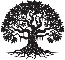 Obraz premium Tree Silhouette Vector | Large Oak Tree Logo Design