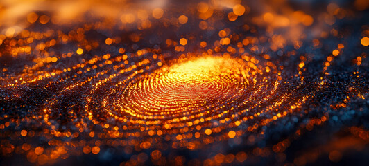 Glowing abstract with orange and yellow bokeh and circular light patterns