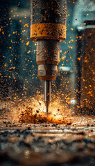 Industrial welding process with sparks and metal splashes