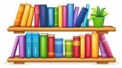 Furniture clipart on white background Concept a tall, modern bookshelf filled with colorful books, bright, even lighting, structured