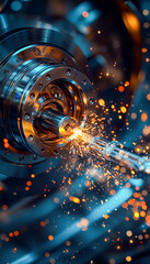 Precision welding process with sparks on a metallic machinery component