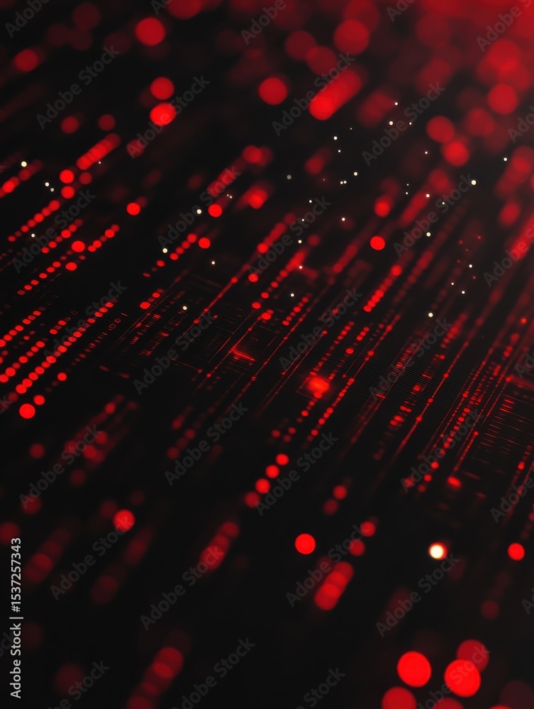 Poster black and red abstract technology cybersecurity background. binary code system vector design