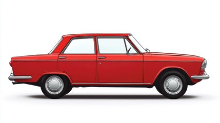 Vehicle clipart on white background Concept a classic red car from a side view, bright, even lighting, clean lines, isolated