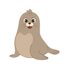 Adorable seal with big eyes and a smile. Cute marine mammal illustration perfect for children’s projects, educational materials, and nursery art.