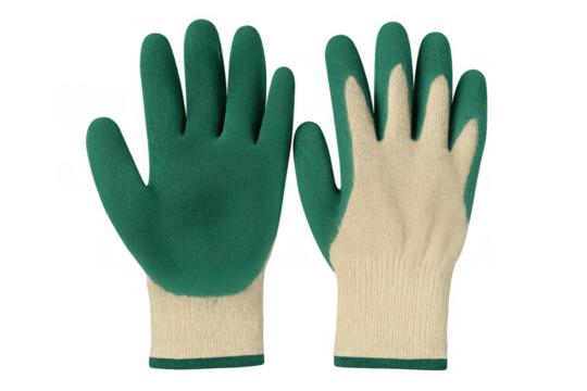 Protective work gloves isolated on transparent background, ideal for various manual tasks requiring hand protection and grip