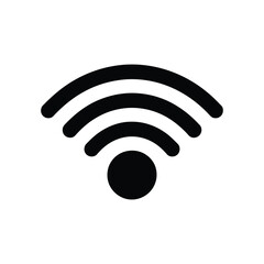 black and white wifi symbol icon representing wireless internet connectivity, isolated on white background, vector illustration