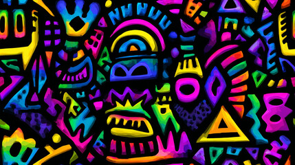 Obraz premium Psychedelic neon funky pattern.