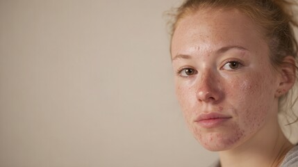 Fototapeta premium young woman with problematic skin, closed comedones, dry flaky patches